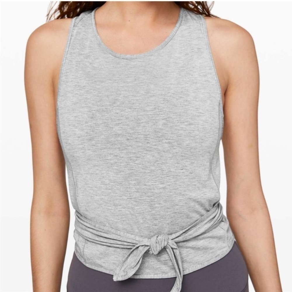 Lululemon Turn to Tie Wrap Tank Top Heathered Core Light Grey Yoga - Picture 3 of 11